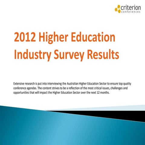 2012 Australian Higher Education Survey Results
