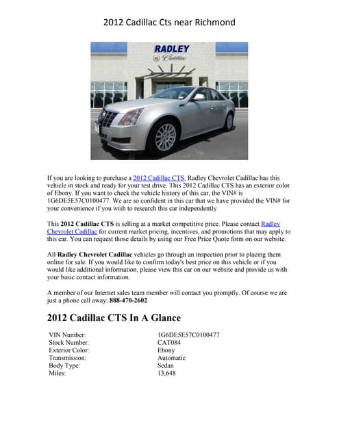 2012 cadillac cts near richmond