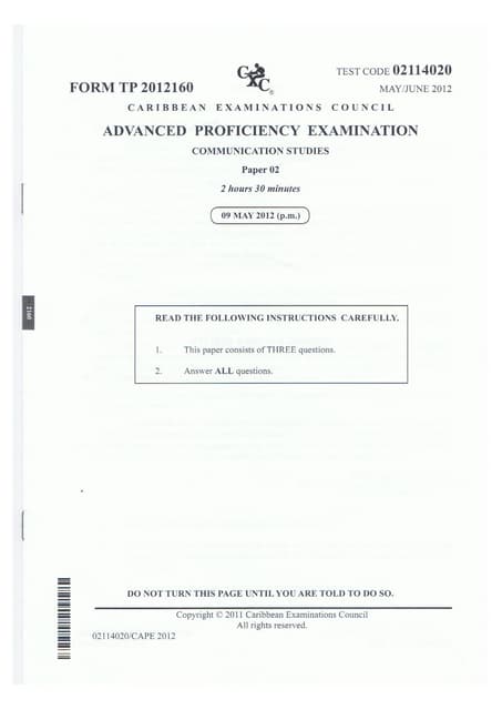 Communication studies exam | PPTX