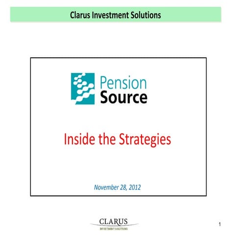 Clarus' presentation on "Inside the Strategies" at the PensionSource Fund Manager Conference 2012