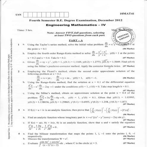 4th semester Civil Engineering (2012-December) Question Papers | PDF