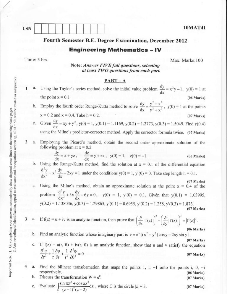 4th semester Civil Engineering (2012December) Question Papers