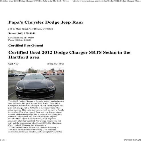 2012 Dodge Charger SRT8 Hartford