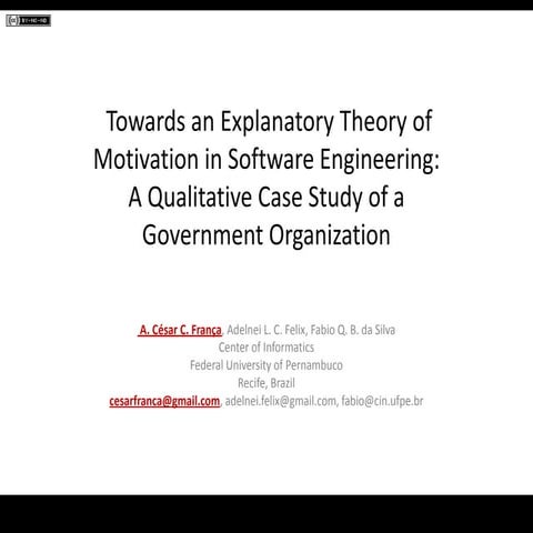2012 EASE - Towards an Explanatory Theory of Motivation in Software Engineeri...