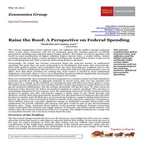 2012 Federal Budget and Debt Ceiling 05162011