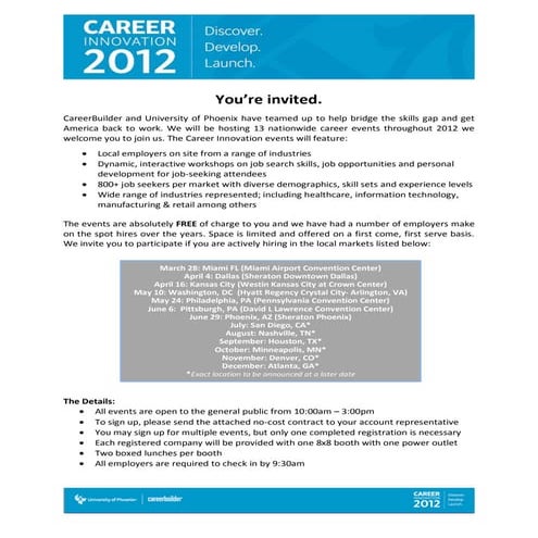 2012 Free Career Fair Event Opportunity