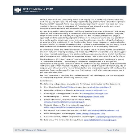 ICT Predictions 2012