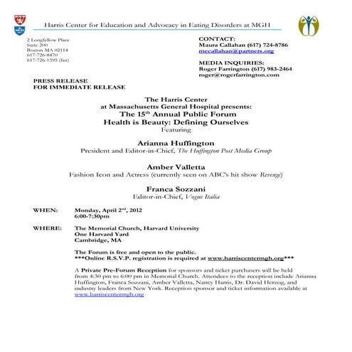 2012 harris center forum press release