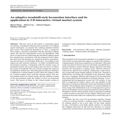 An adaptive treadmill-style locomotion interface and its application in ...