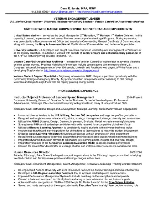 2013-Jarvis Resume-Veteran Engagement Leader