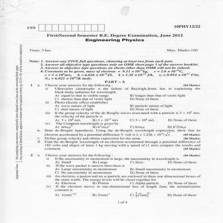 Physics Stream (2012-July) Question Papers  