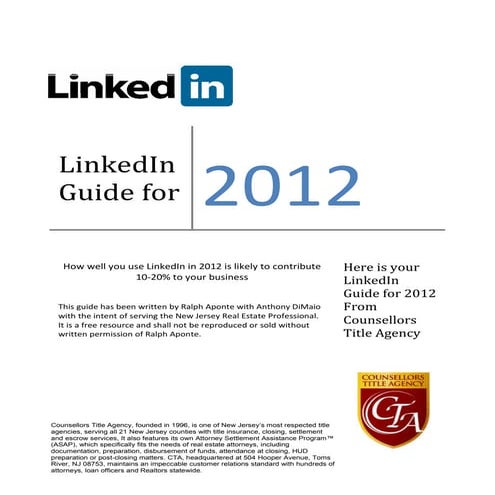 2012 LinkedIn Guide from Counsellors Title