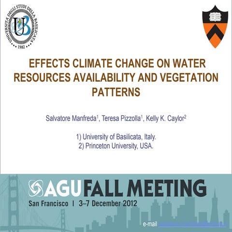 EFFECTS CLIMATE CHANGE ON WATER RESOURCES AVAILABILITY AND VEGETATION PATTERNS