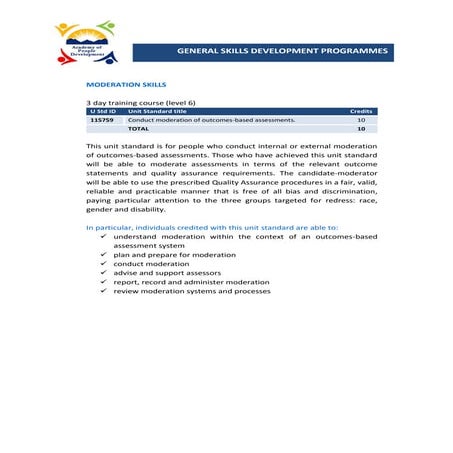 moderation skills course outline | PDF