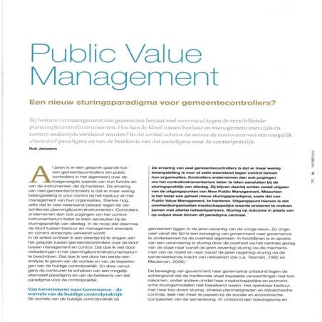 Public Value Management, een nieuw sturingsparadigma?