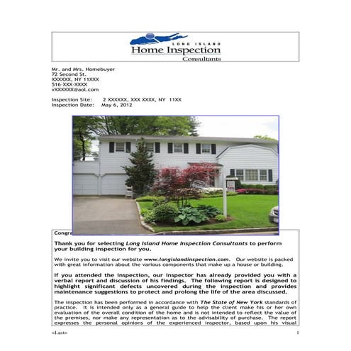 2012 sample report 50-55 year old house