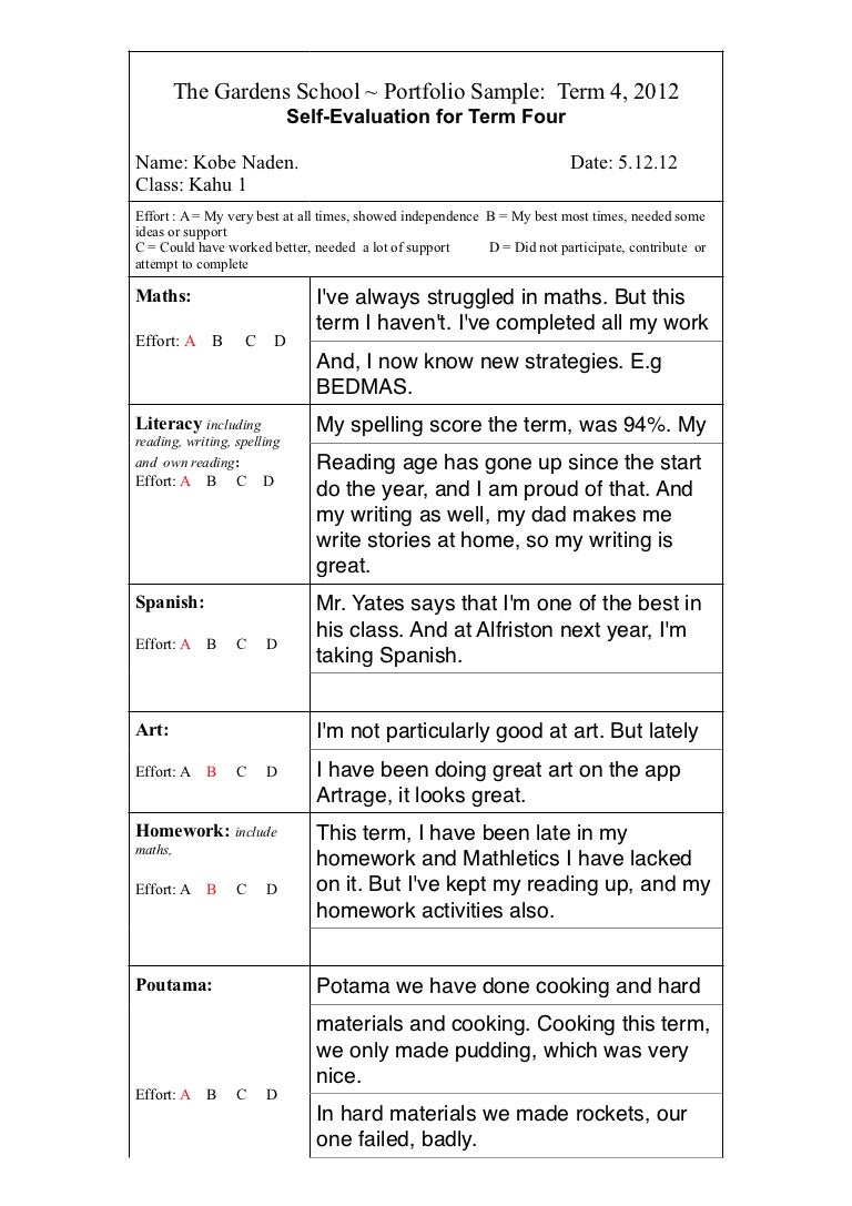 22 term 22 self evaluation