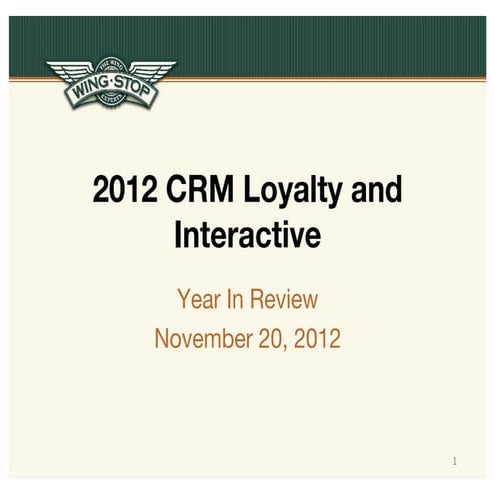 Wingstop 2012 CRM Loyalty and Interactive Year in Review