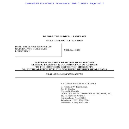 2013 01-03-fresenius-mdl-plaintiff-response