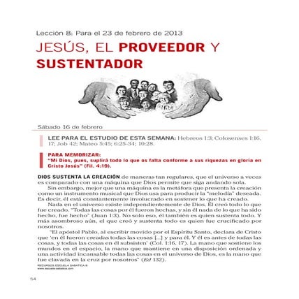 Leccion 08 - Jesus el proveedor y sustentador