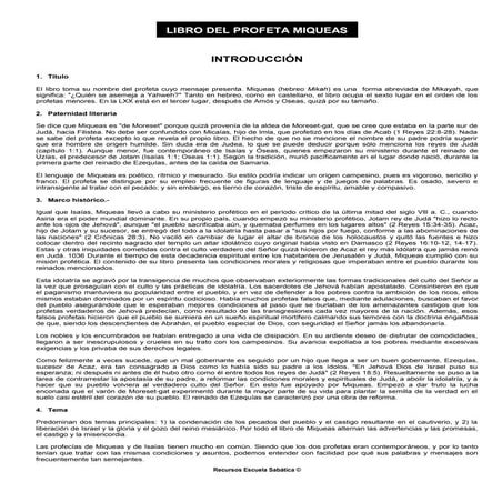 Leccion 07 - El pueblo especial de Dios (Miqueas) - Complemento