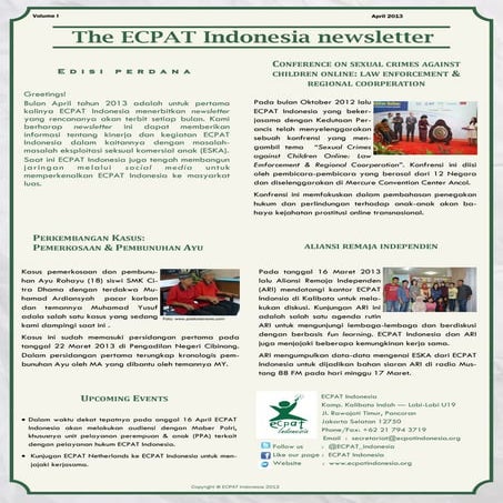 ECPAT Indonesia Newsletter April 2013