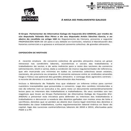 2013 05-08 pnc convenio grandes almacéns e liberalización dos horarios comerc...