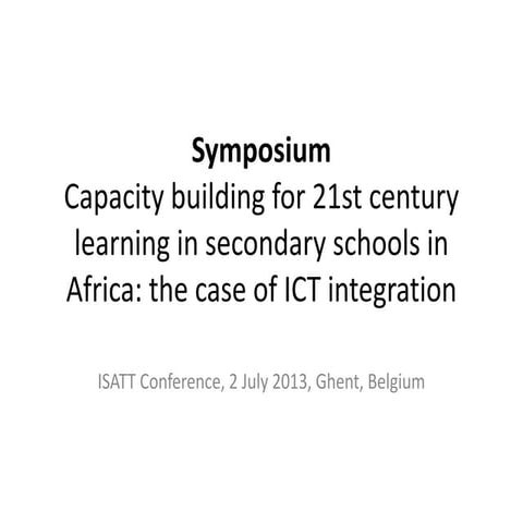 Capacity building for 21st century learning in secondary schools in Africa