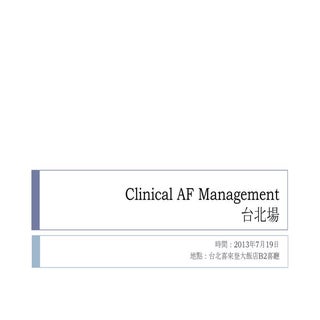 Clinical AF Management - Taipei