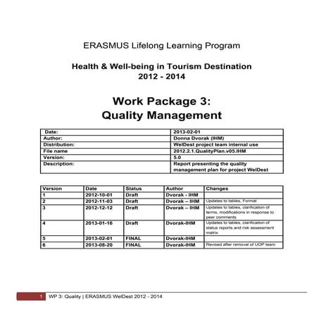 WP3 Quality Management Plan