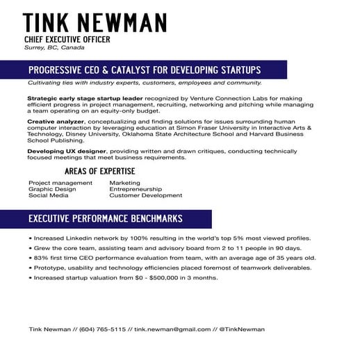 August 2013 Resume - Tink Newman