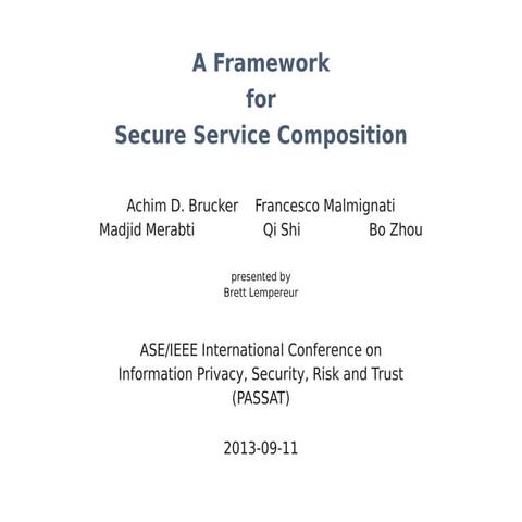 A Framework for Secure Service Composition