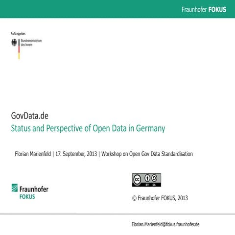 GovData.de - Status and Perspective of Open Data in Germany 