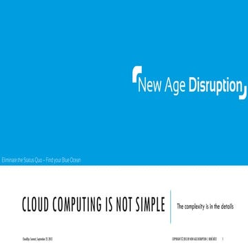 Cloud Computing is not simple - The complexity is in the details