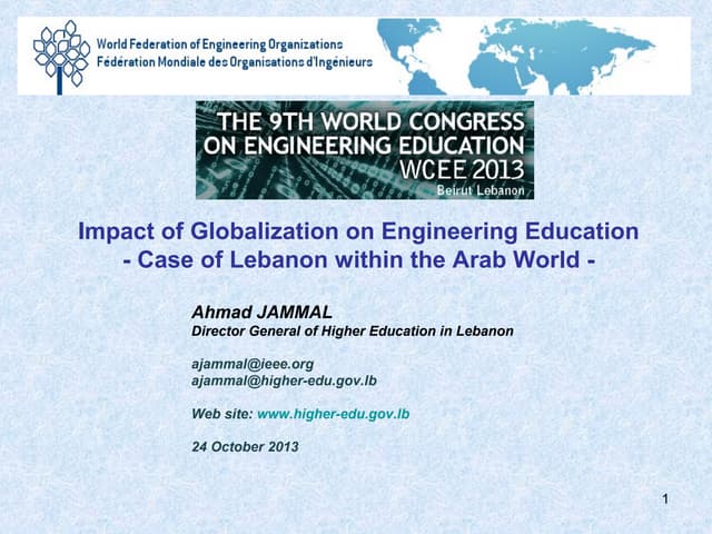 Impact of globalization on engineering education - Case of lebanon & Arab World