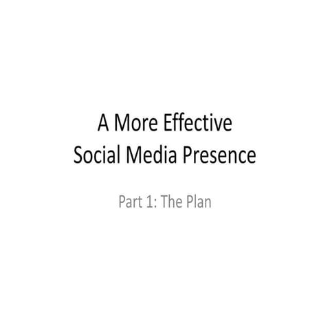 A More Effective Social Media Presence: Strategic Planning and Project Manage...