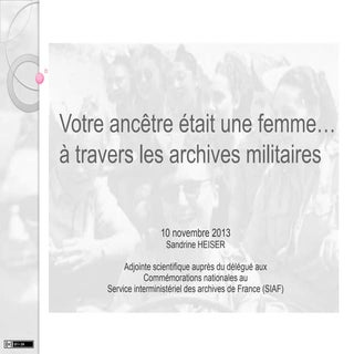 Votre ancêtre était une femme... à ...