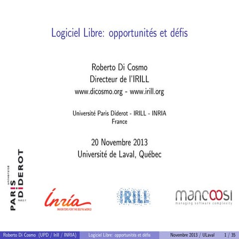 Logiciel Libre: defis et opportunites