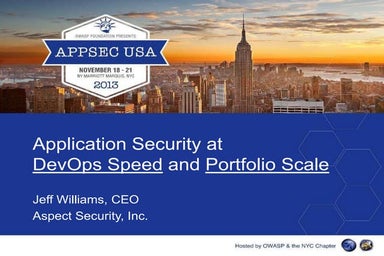 Application Security at DevOps Speed and Portfolio Scale