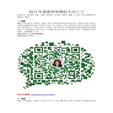 2013年最新明星微信大全之二(附明星微信号及明星微信二维码图片)