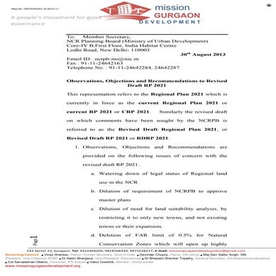 2013.08.30 mgd observations, objections and recommendations to revised draft rp 2021 to ncrpb