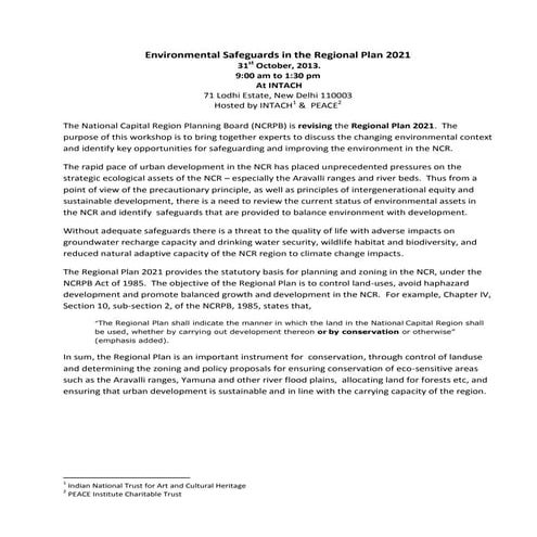 2013.10.31 intach environmental safeguards in the regional plan 2021