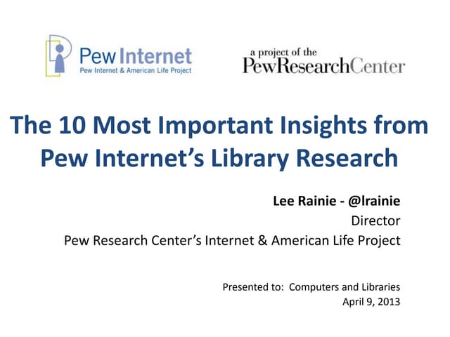 Greatest Hits from Pew Internet’s L...