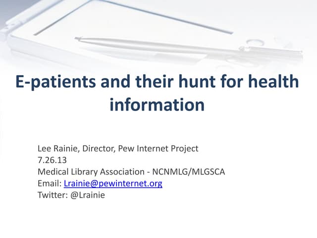 E-patients and their hunt for healt...