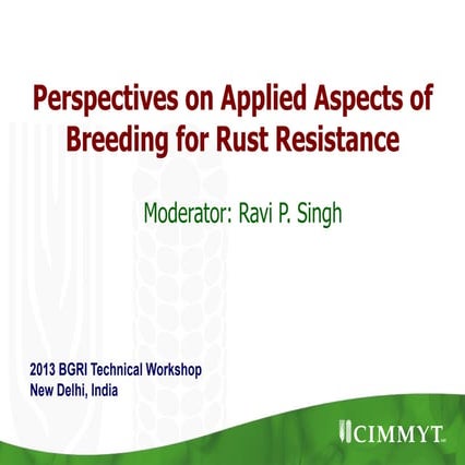 Perspectives on Applied Aspects of Breeding for Rust Resistance