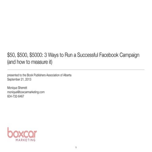 $50, $500, $5000: 3 Ways to Run a Successful Facebook Campaign (and how to measure it)