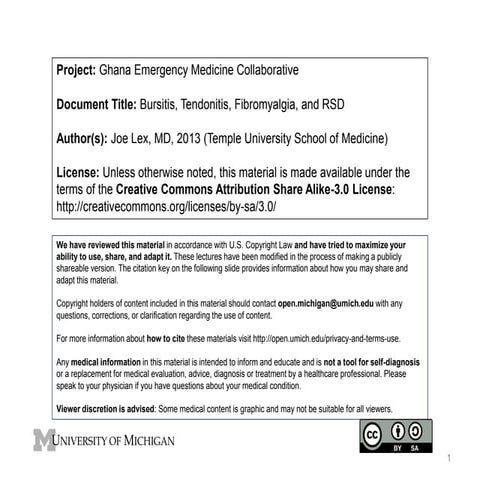 GEMC- Bursitis, Tendonitis, Fibromyalgia, and RSD- Resident Training