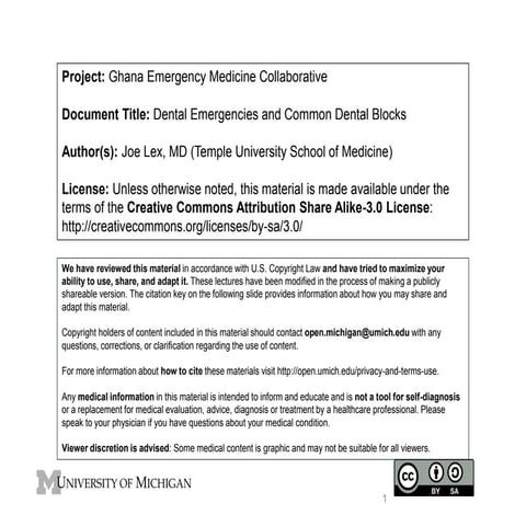GEMC- Dental Emergencies and Common Dental Blocks- Resident Training