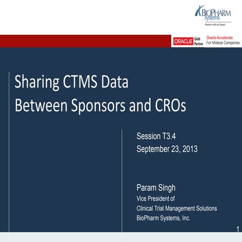 2013 OHSUG - Sharing CTMS Data between Sponsors and Contract Research Organiz...