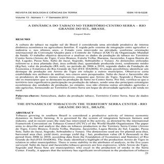 A dinâmica do tabaco no Território ...